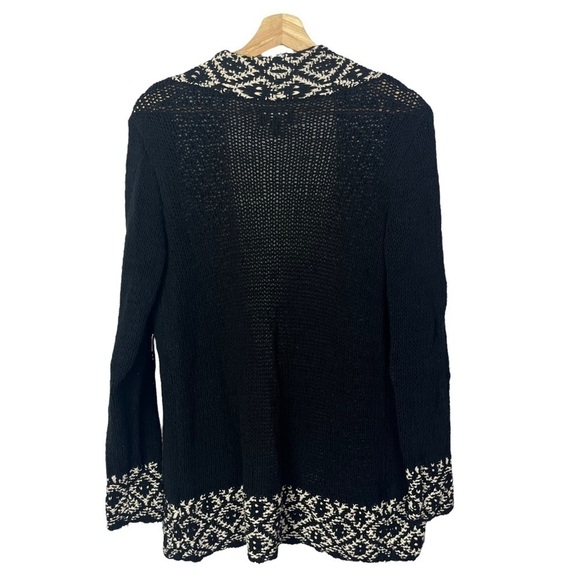 Lucky Brand Novelty Stitch Western Print Black & White Open Front Cardigan S - Picture 2 of 3